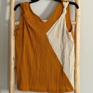 SHEIN Orange and Cream Knotted Tank Top